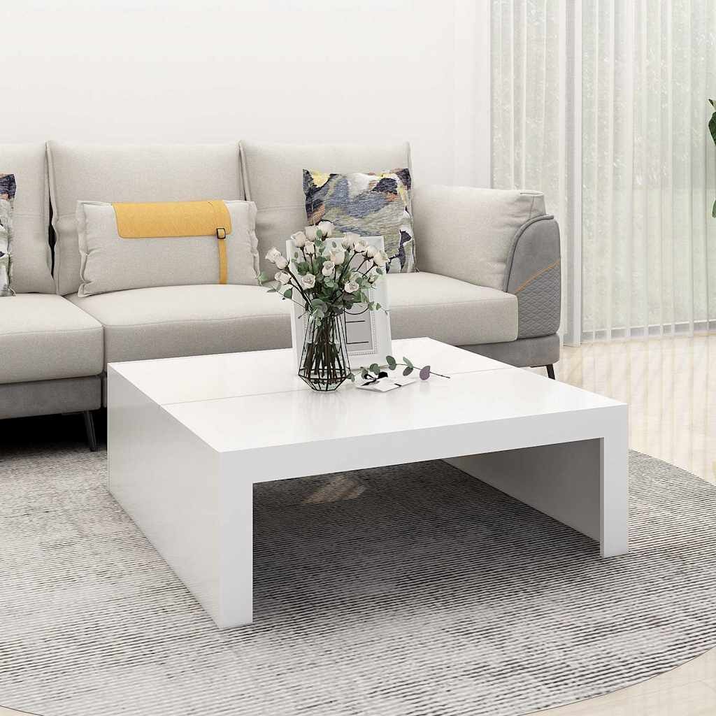 vidaXL Маса за кафе бяла 100x100x35 см инженерно дърво