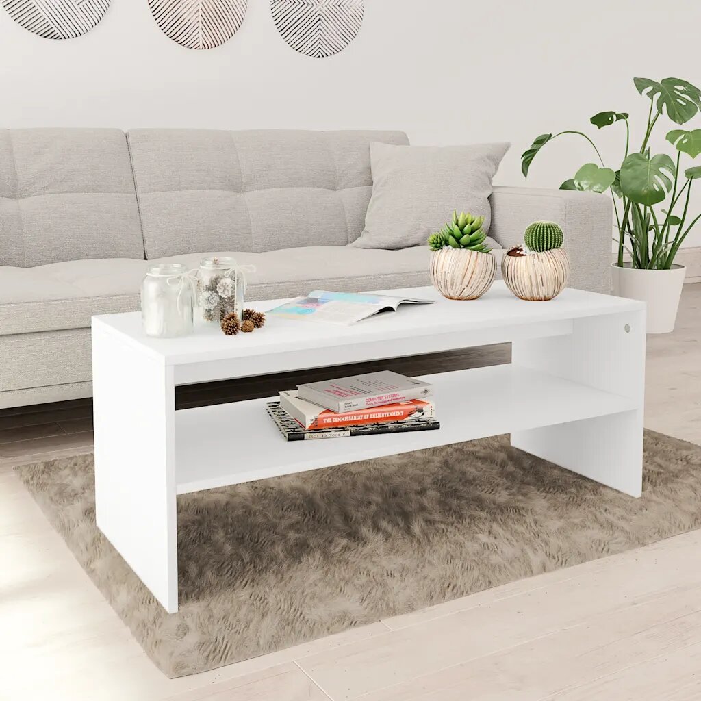 vidaXL Маса за кафе бяла 100x40x40 см инженерно дърво