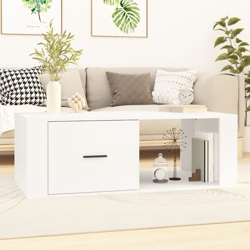 vidaXL Маса за кафе бяла 100x505x35 см инженерно дърво