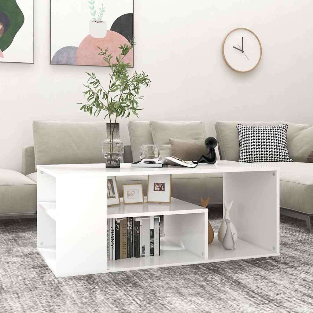 vidaXL Маса за кафе бяла 100x50x40 см инженерно дърво