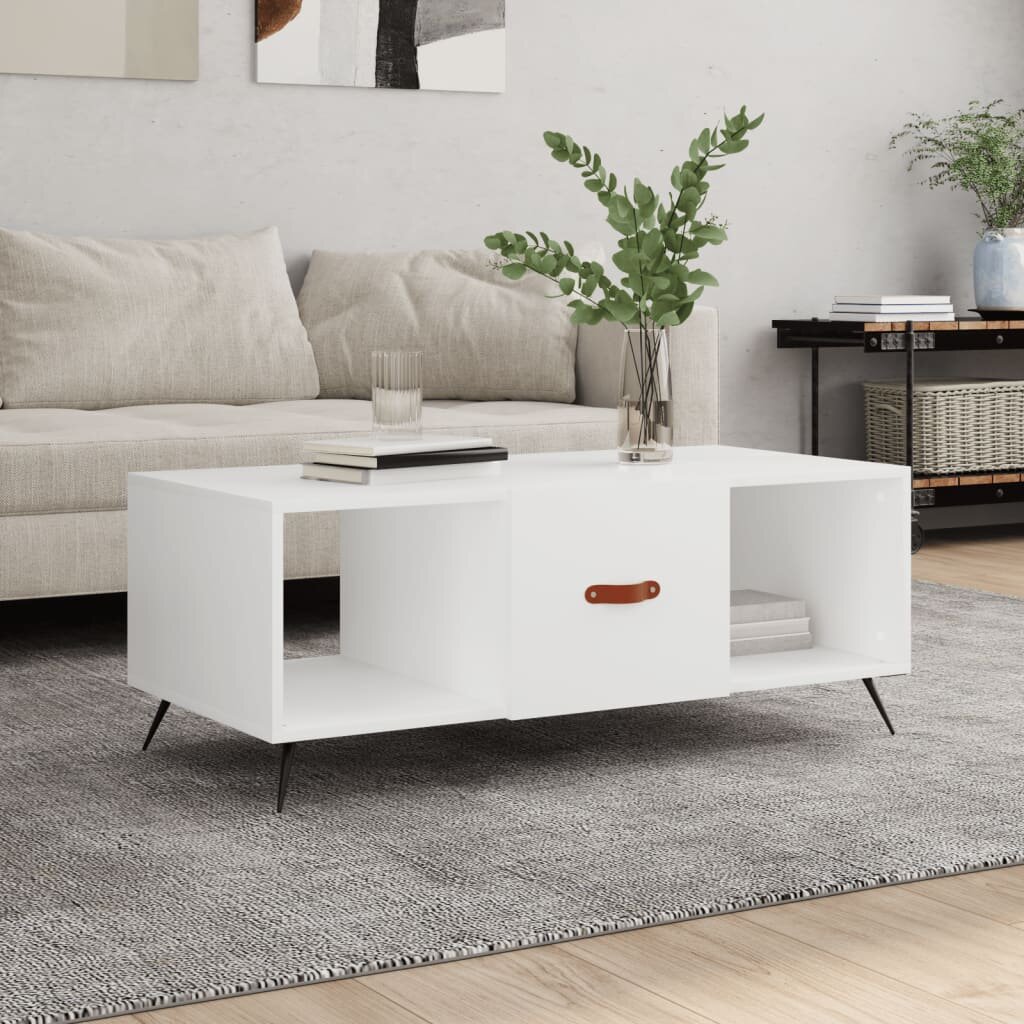 vidaXL Маса за кафе бяла 102x50x40 см инженерно дърво