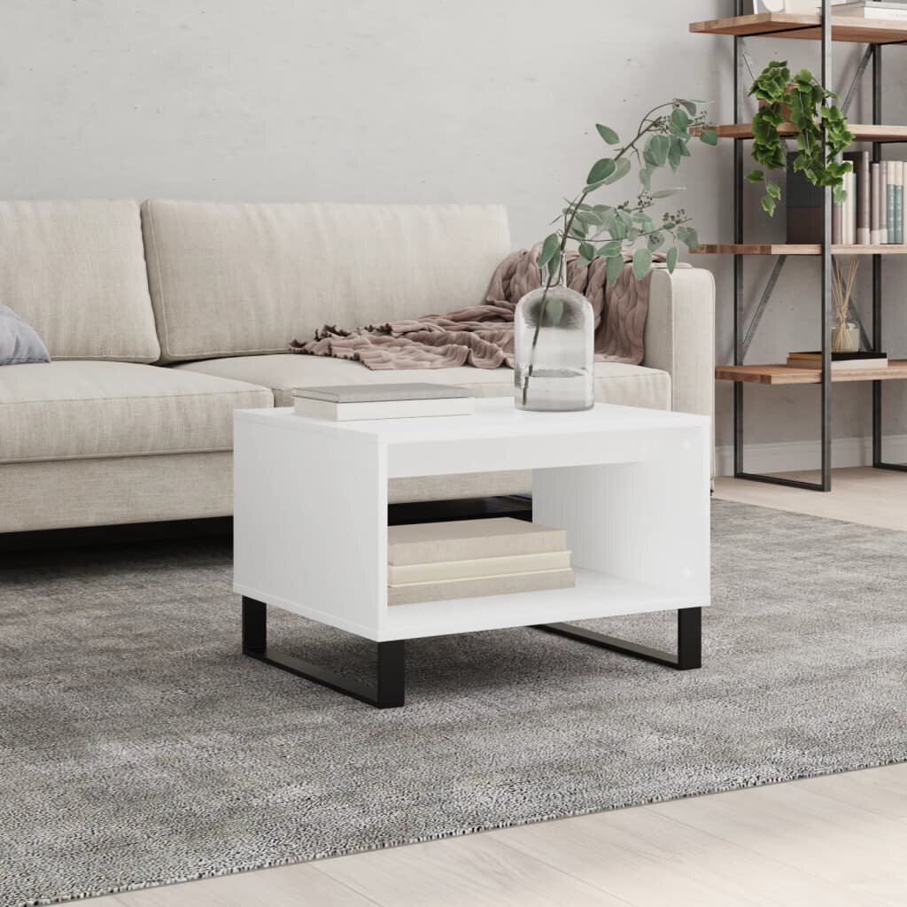 vidaXL Маса за кафе бяла 60x50x40 см инженерно дърво