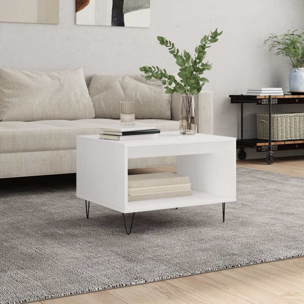 vidaXL Маса за кафе бяла 60x50x40 см инженерно дърво
