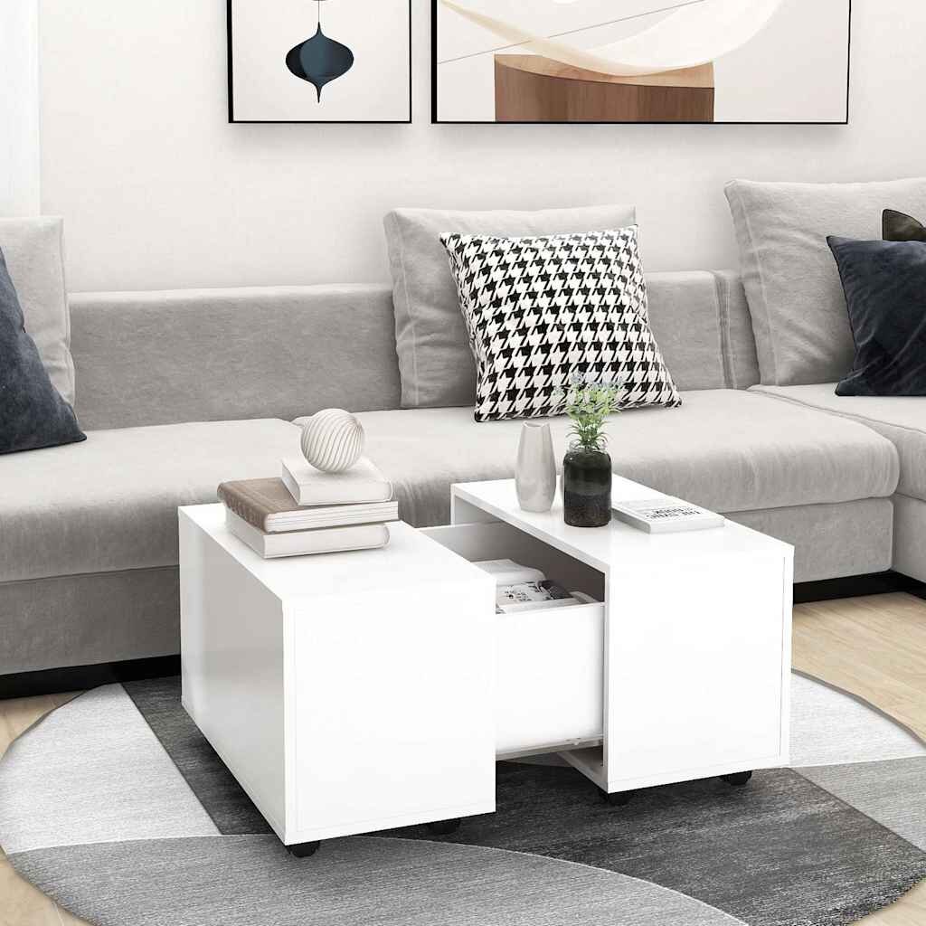 vidaXL Маса за кафе бяла 60x60x38 см инженерно дърво