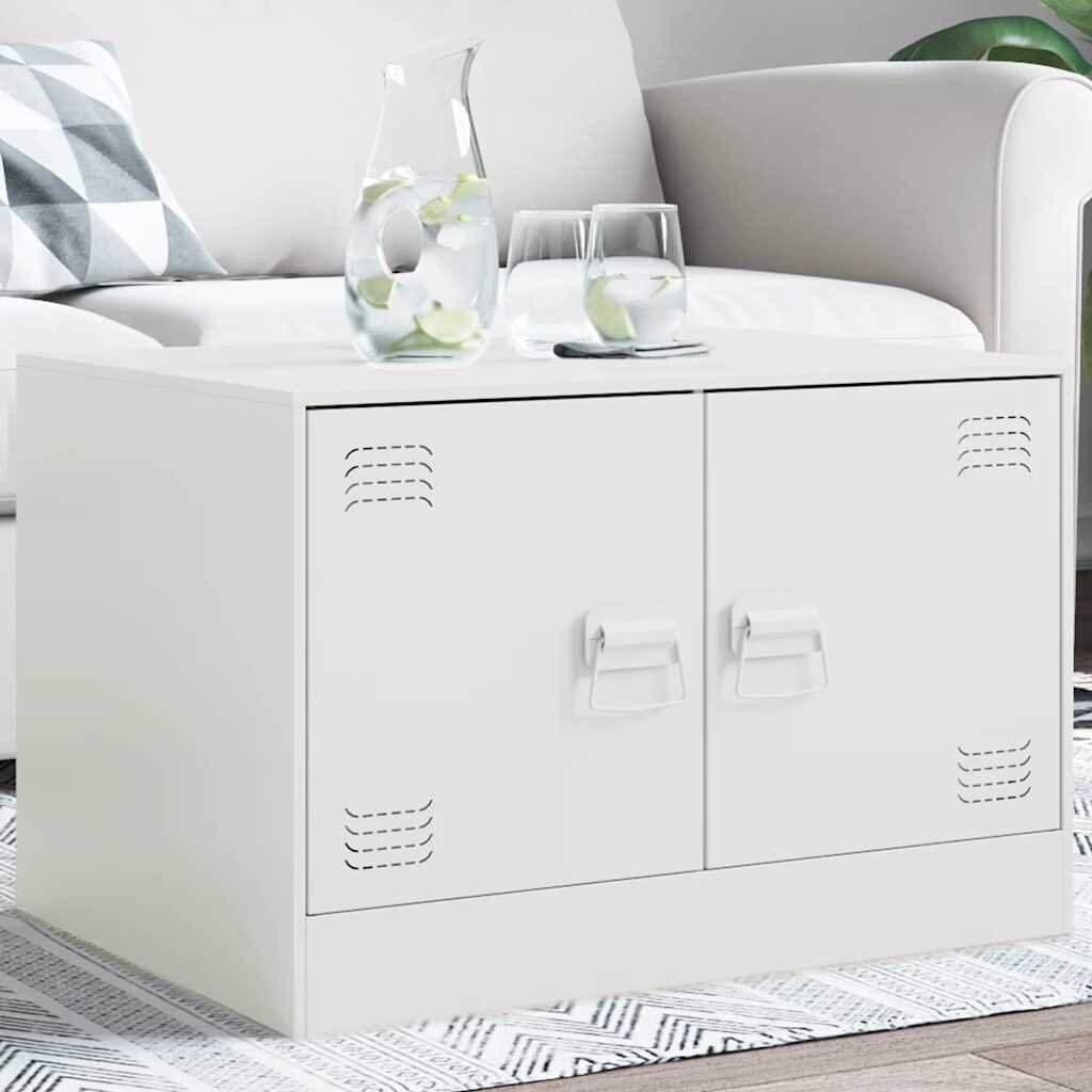 vidaXL Маса за кафе бяла 67x50x44 см стомана