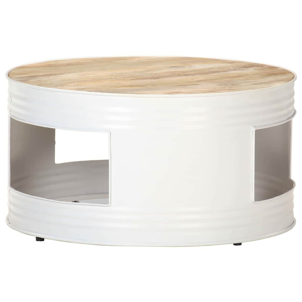 vidaXL Маса за кафе бяла 68x68x36 см мангово дърво масив