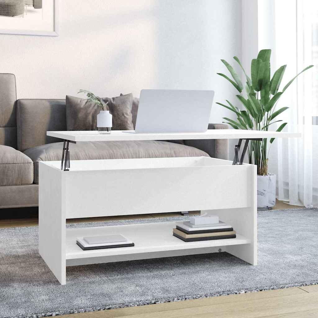 vidaXL Маса за кафе бяла 80x50x40 см инженерно дърво