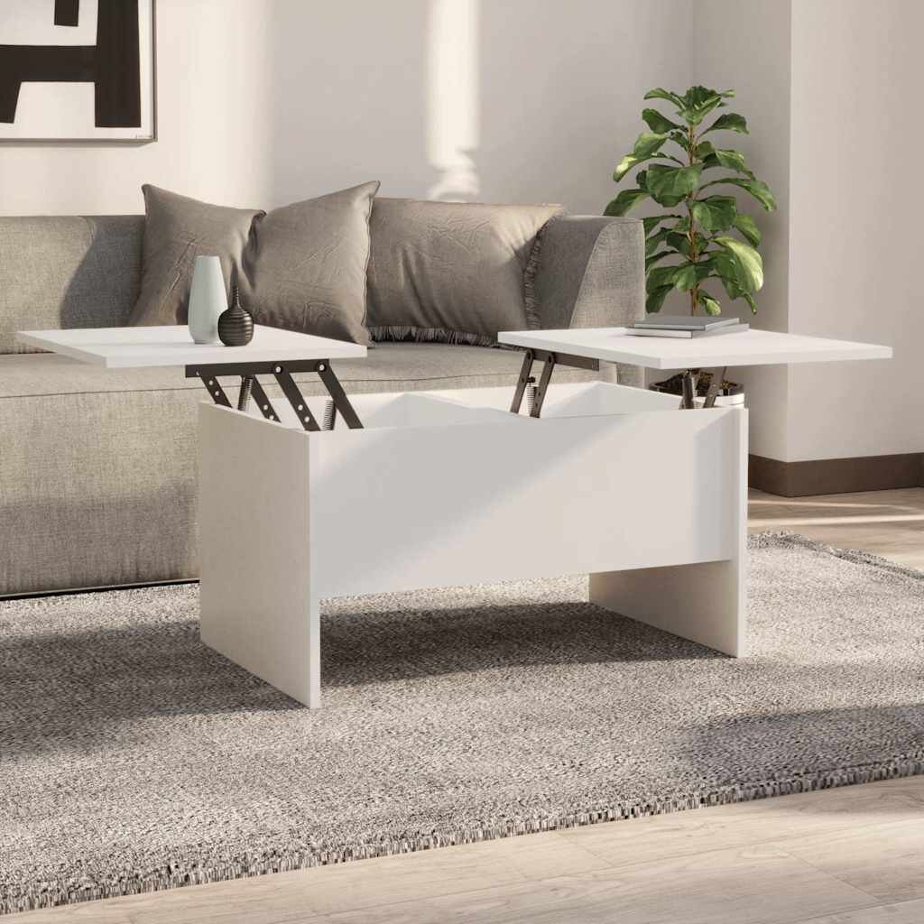 vidaXL Маса за кафе бяла 80x50x425 см инженерно дърво
