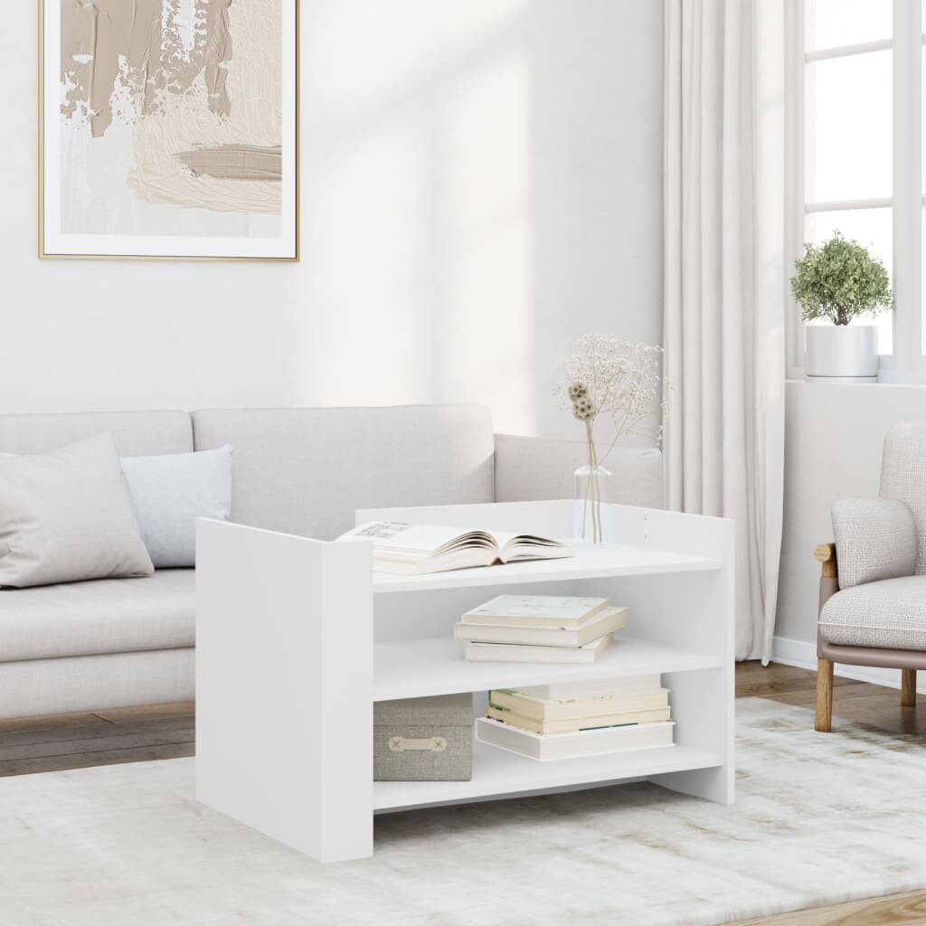 vidaXL Маса за кафе бяла 80x50x50 см инженерно дърво