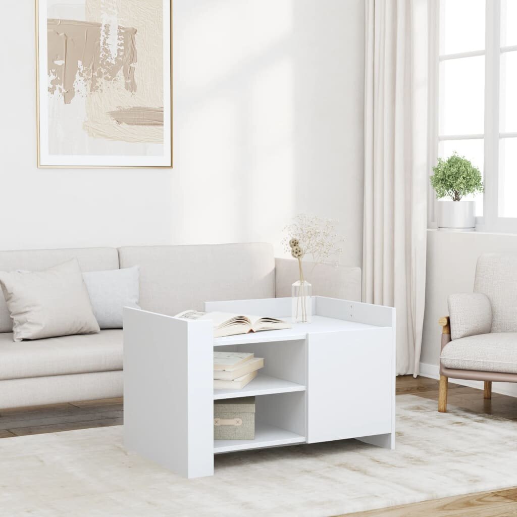 vidaXL Маса за кафе бяла 80x50x50 см инженерно дърво
