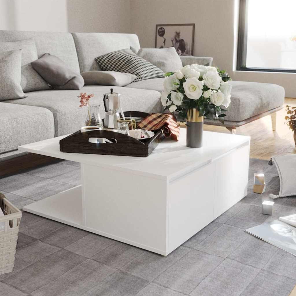 vidaXL Маса за кафе бяла 80x80x31 см инженерно дърво