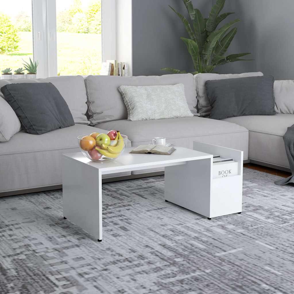 vidaXL Маса за кафе бяла 90x45x35 см инженерно дърво