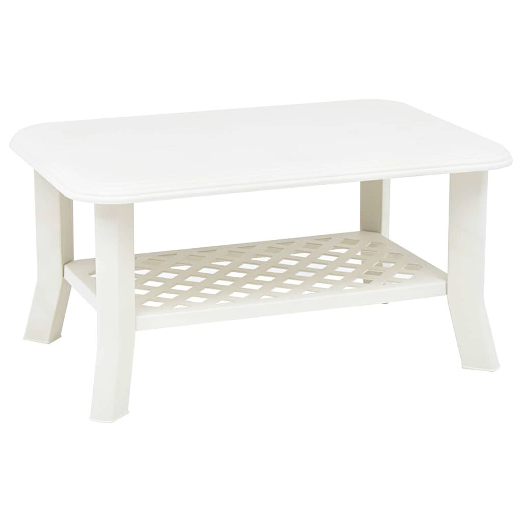 vidaXL Маса за кафе бяла 90x60x46 см пластмаса