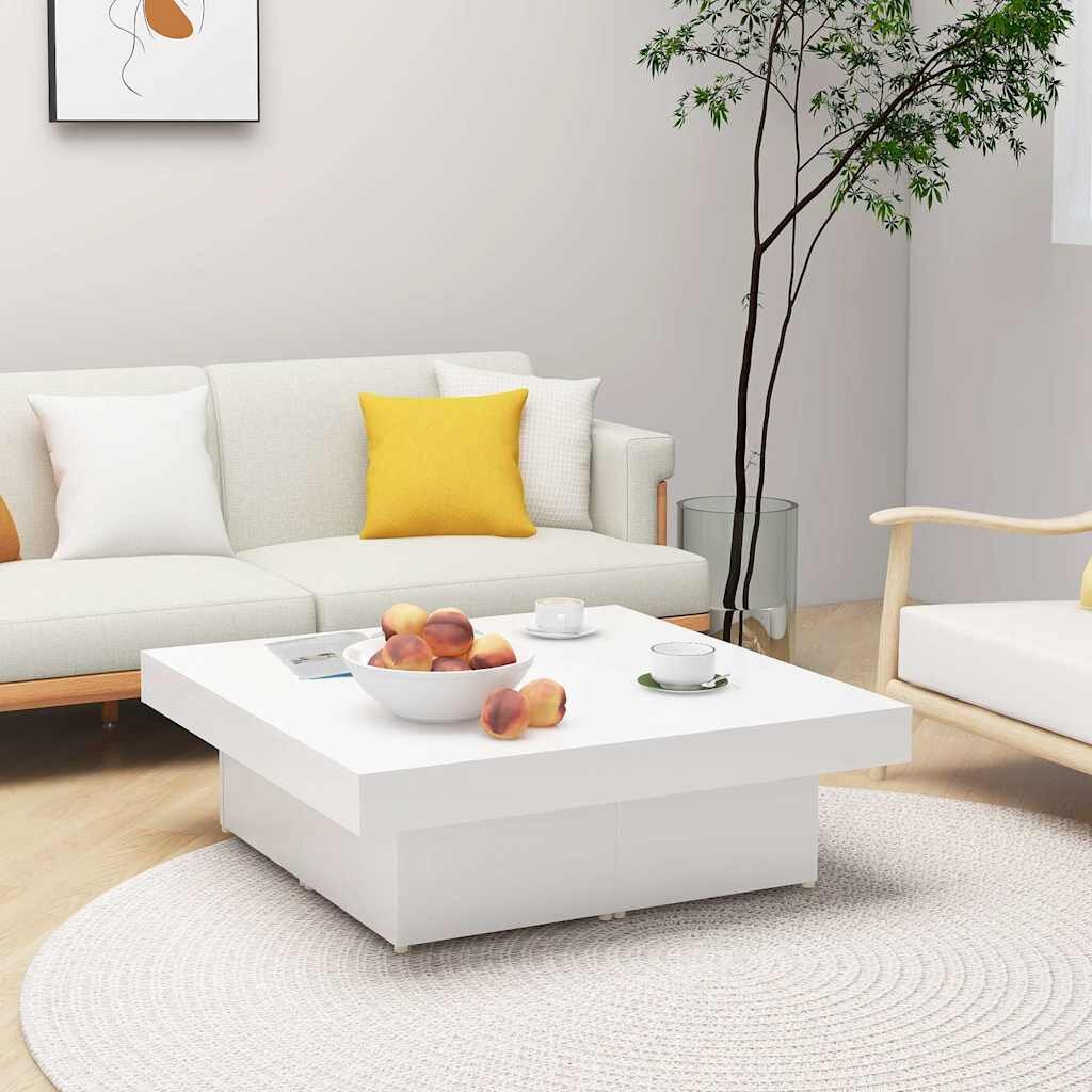 vidaXL Маса за кафе бяла 90x90x28 см инженерно дърво