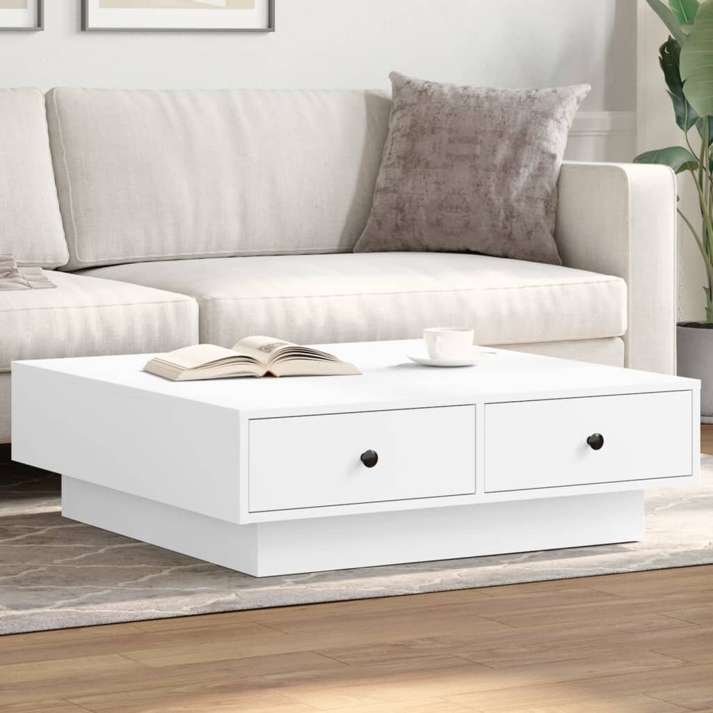 vidaXL Маса за кафе бяла 90x90x28 см инженерно дърво