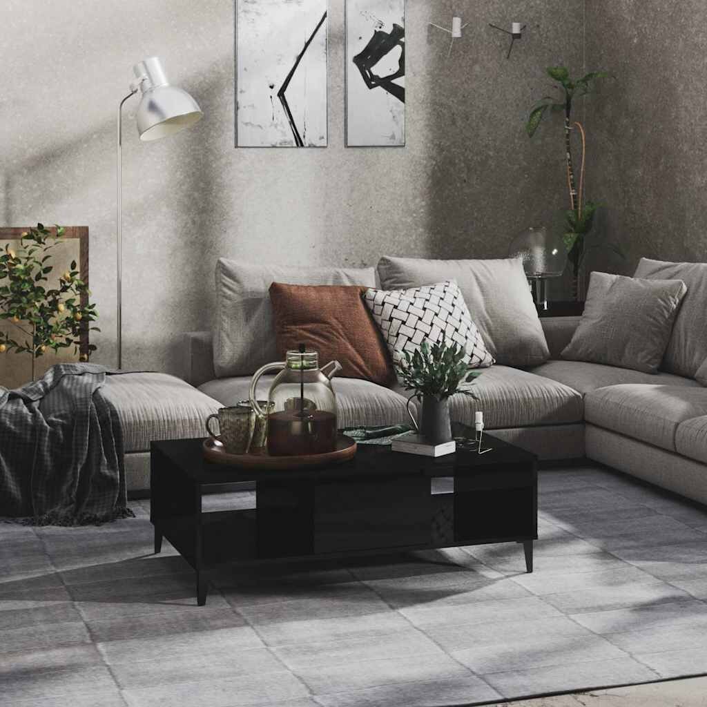 vidaXL Маса за кафе черен гланц 1035x60x35 см инженерно дърво