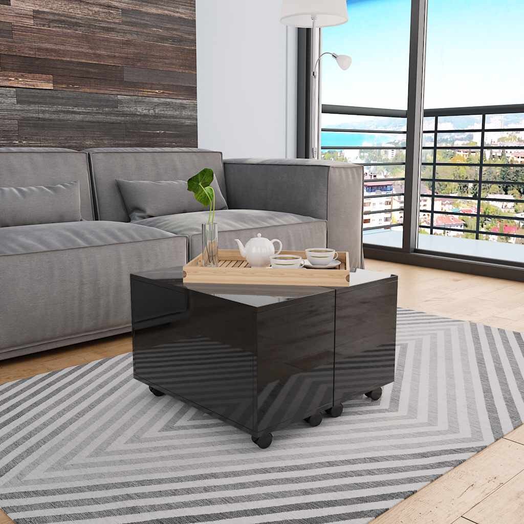vidaXL Маса за кафе черен гланц 60x60x35 см инженерно дърво