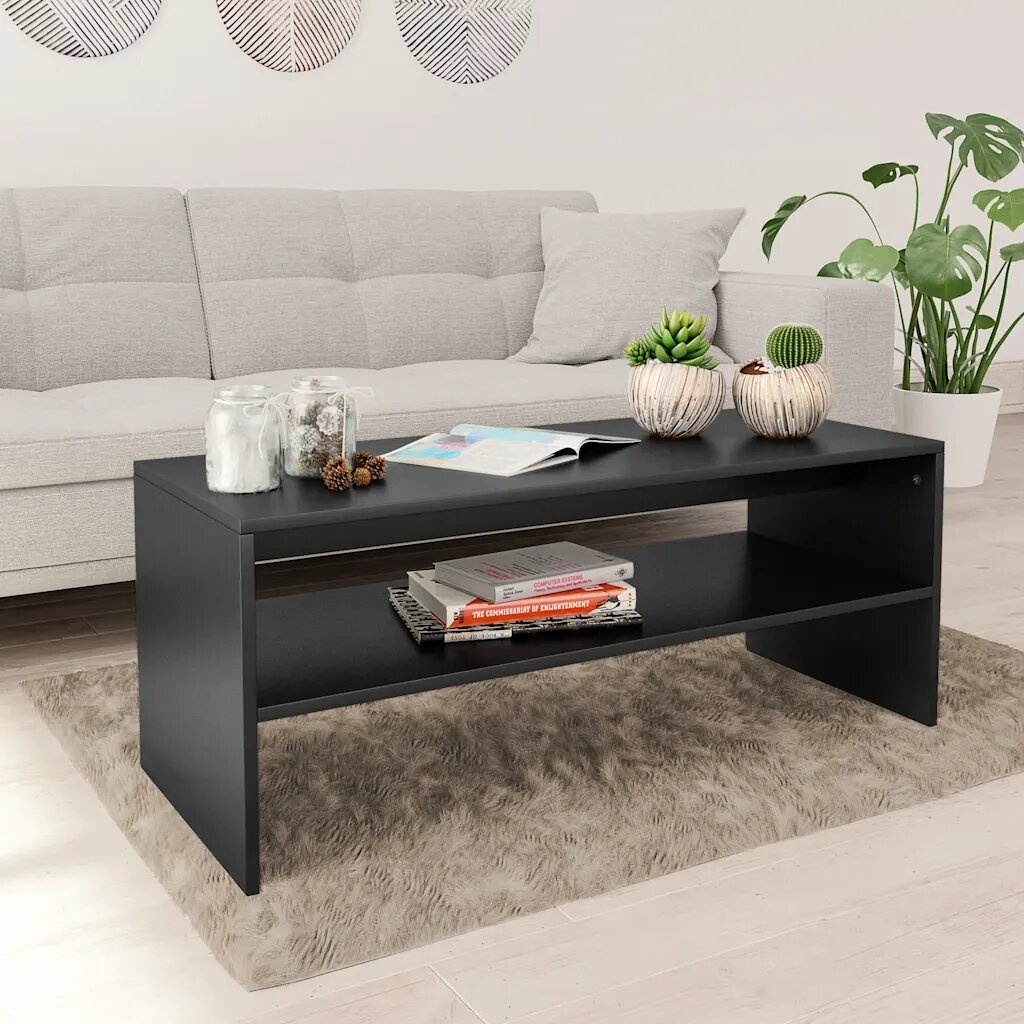 vidaXL Маса за кафе черна 100x40x40 см инженерно дърво