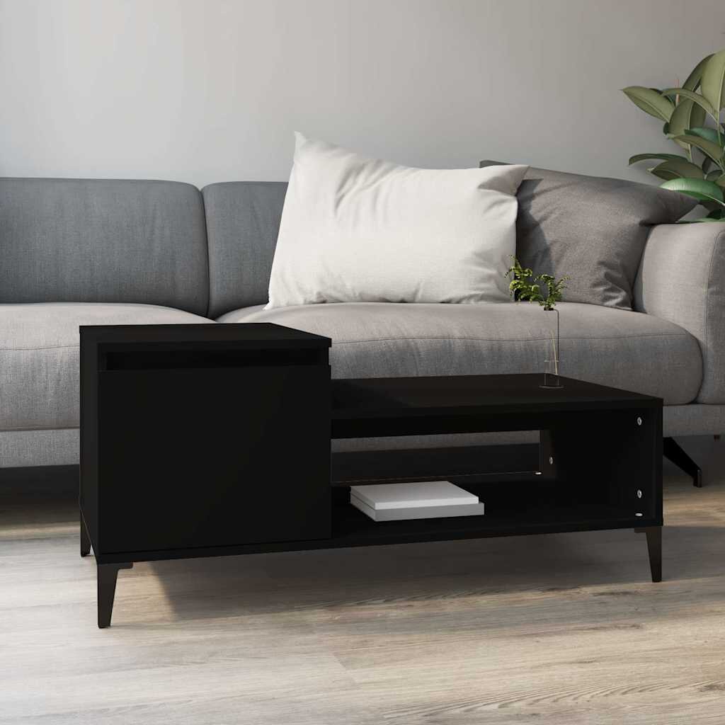 vidaXL Маса за кафе черна 100x50x45 см инженерно дърво
