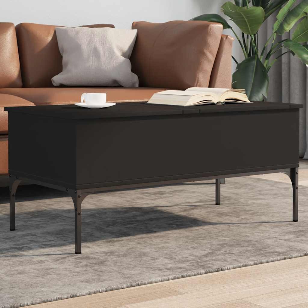 vidaXL Маса за кафе черна 100x50x45 см инженерно дърво и метал