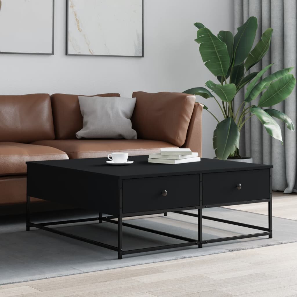 vidaXL Маса за кафе черна 100x99x40 см инженерно дърво