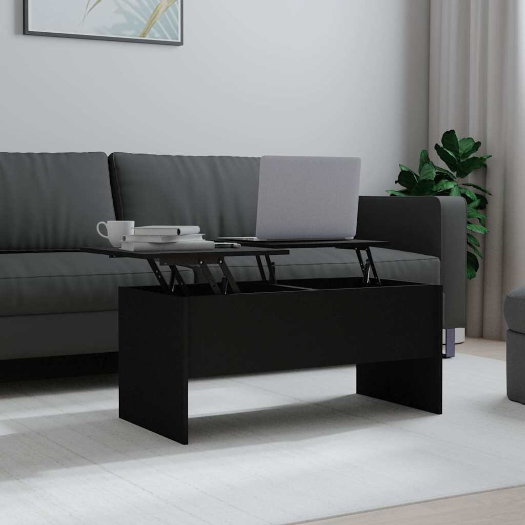 vidaXL Маса за кафе черна 102x505x465 см инженерно дърво
