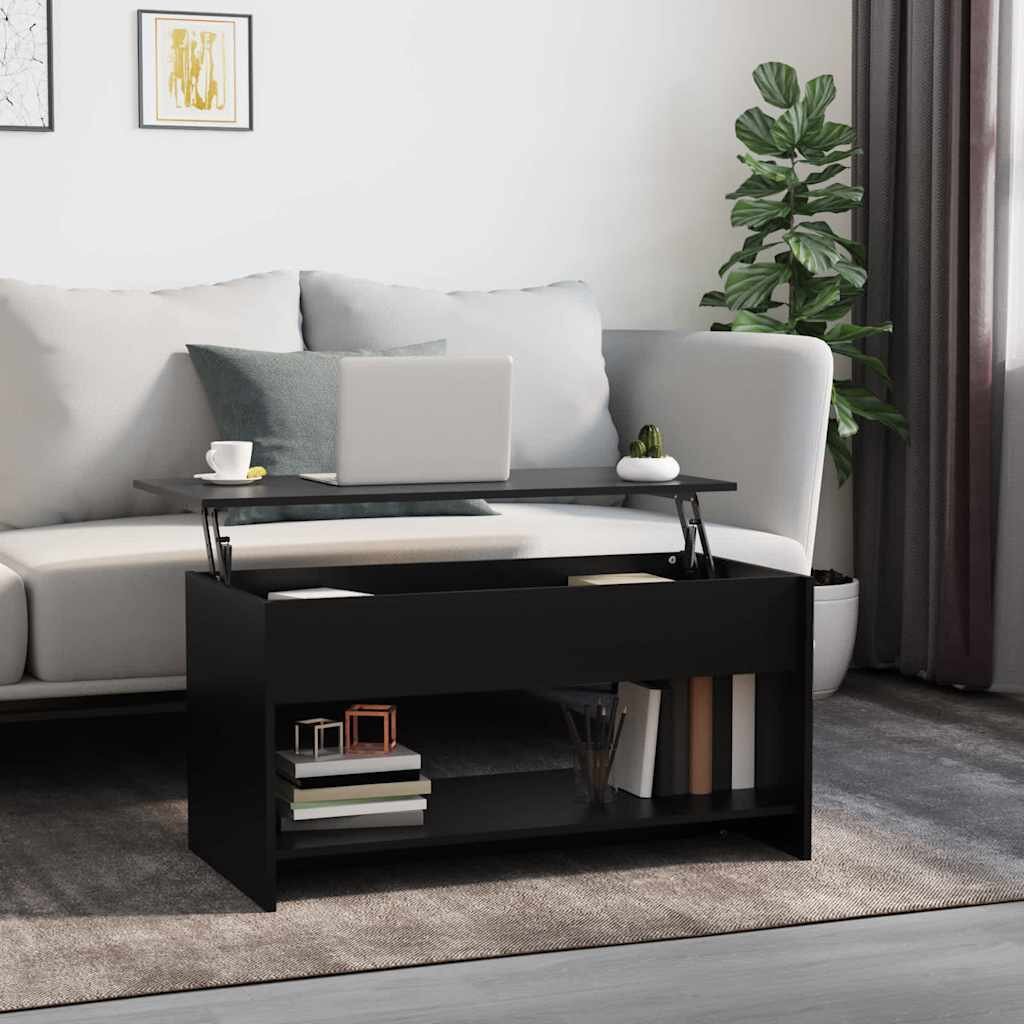 vidaXL Маса за кафе черна 102x50x525 см инженерно дърво