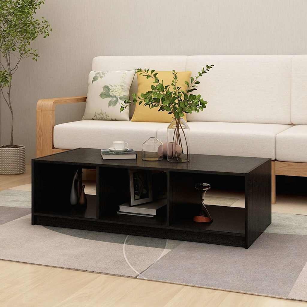 vidaXL Маса за кафе черна 110x50x34 см борово дърво масив