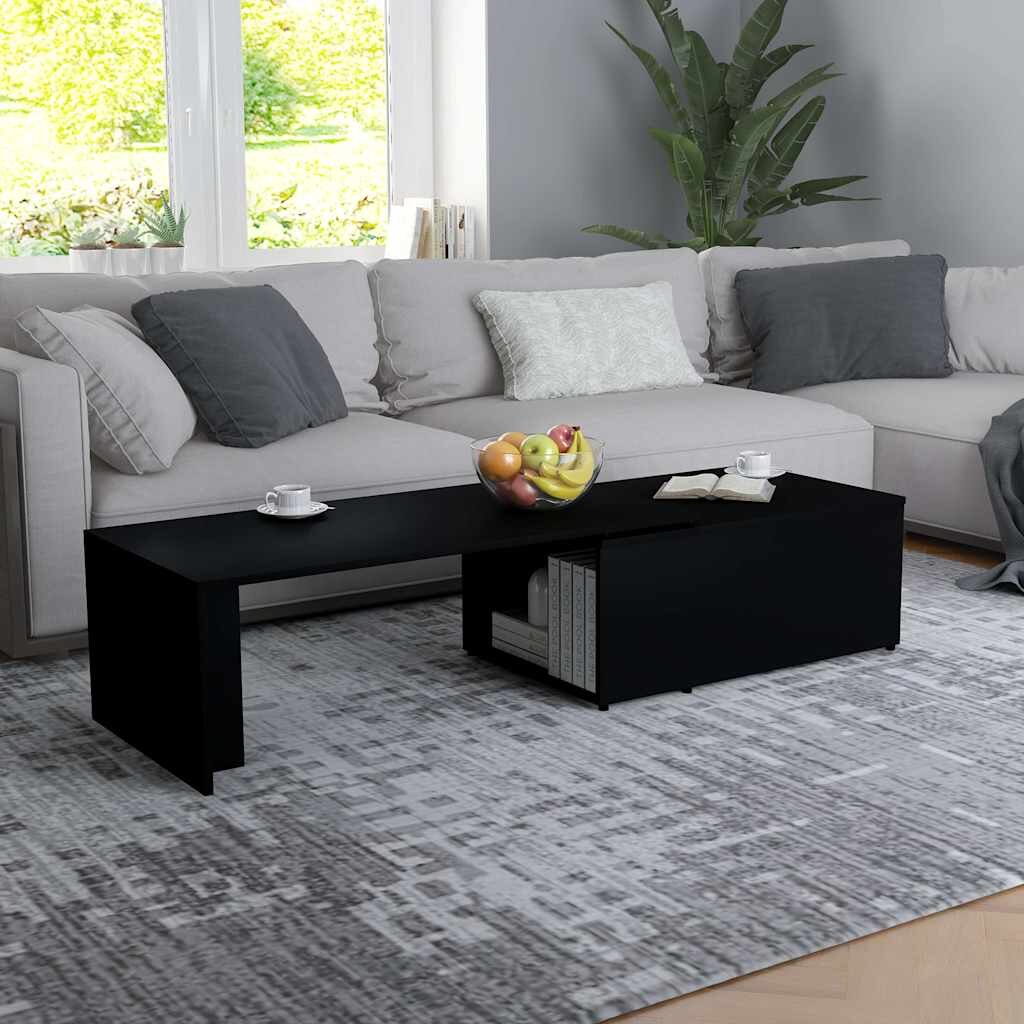 vidaXL Маса за кафе черна 150x50x35 см инженерно дърво