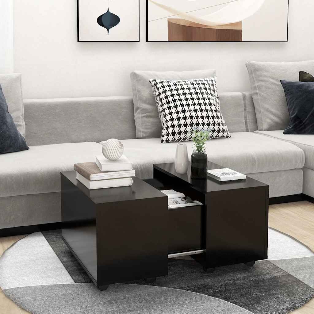 vidaXL Маса за кафе черна 60x60x38 см инженерно дърво