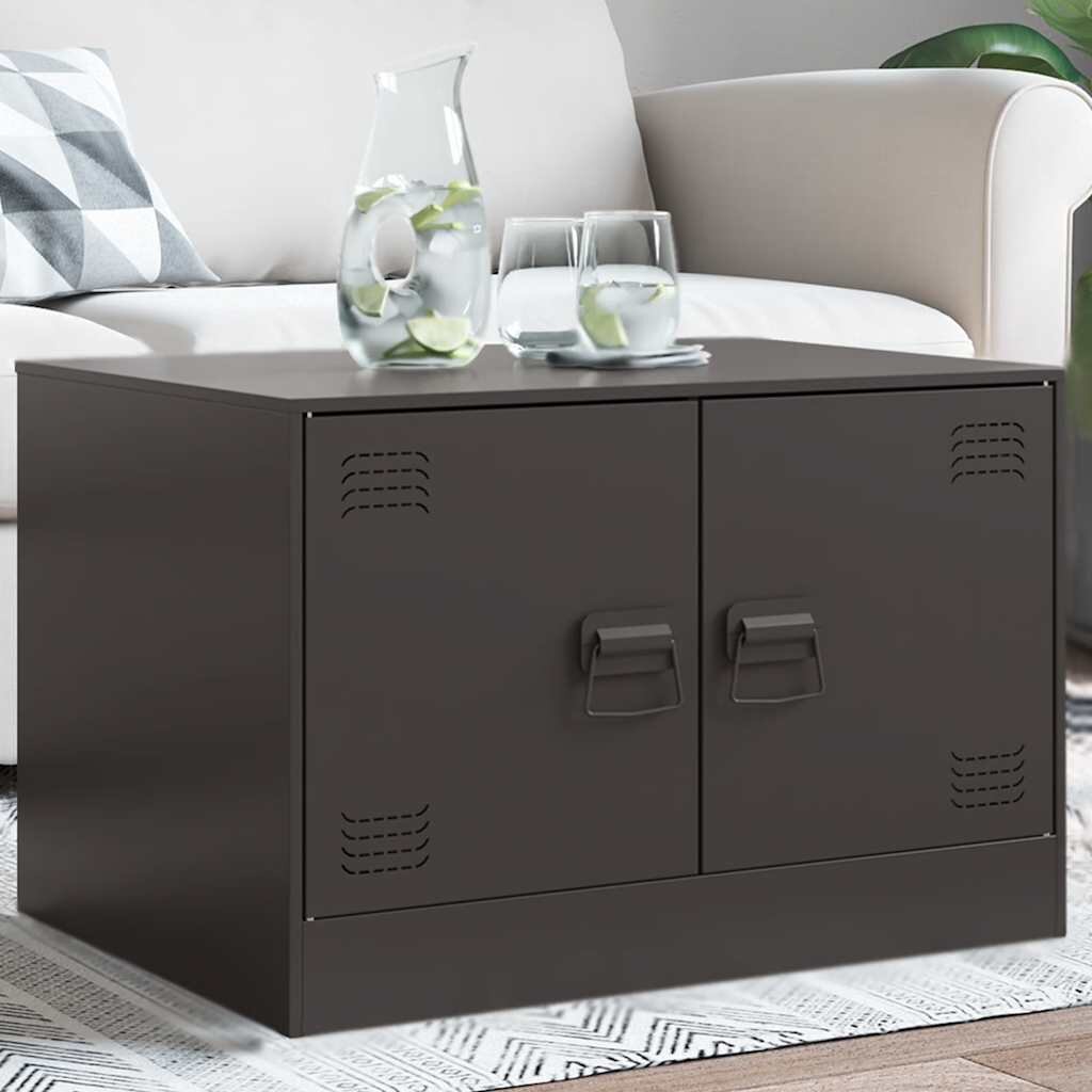 vidaXL Маса за кафе черна 67x50x44 см стомана