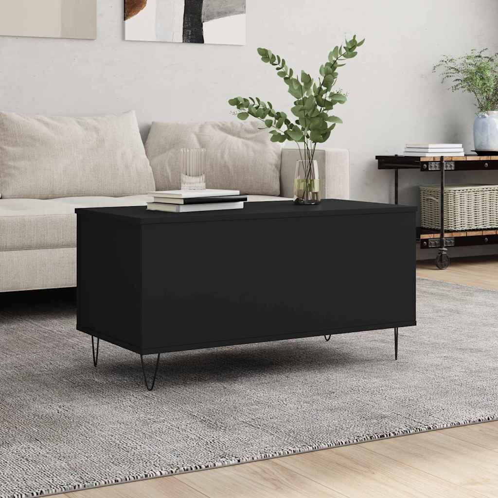 vidaXL Маса за кафе черна 90x445x45 см инженерно дърво