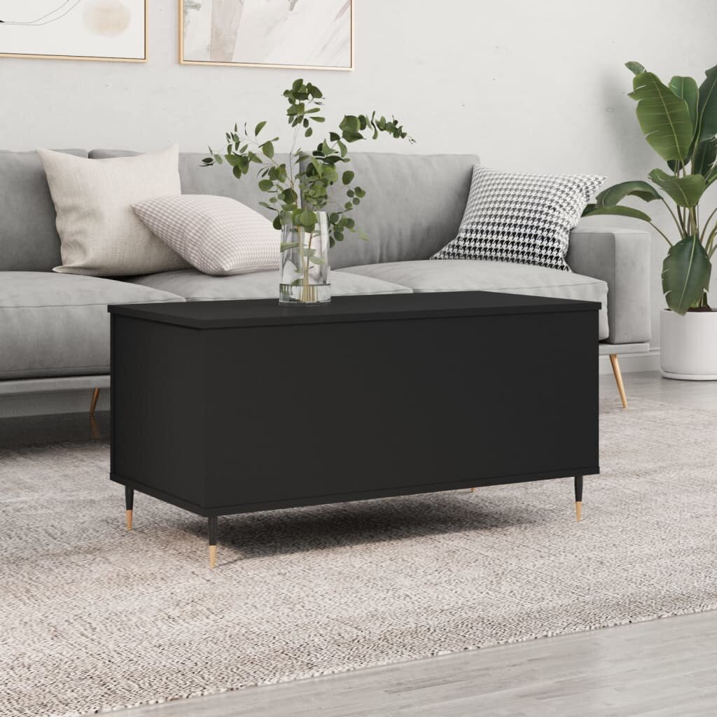 vidaXL Маса за кафе черна 90x445x45 см инженерно дърво