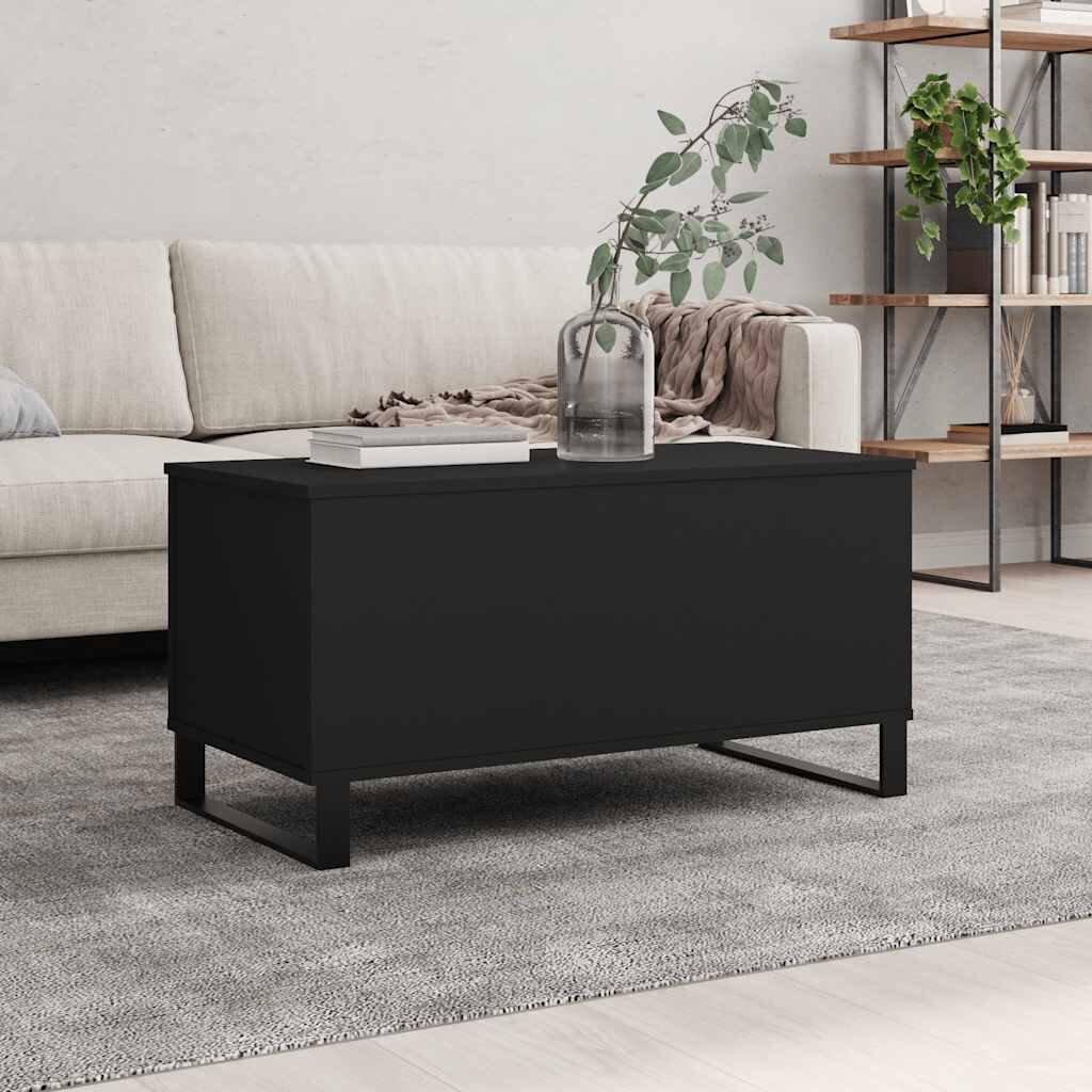 vidaXL Маса за кафе черна 90x445x45 см инженерно дърво