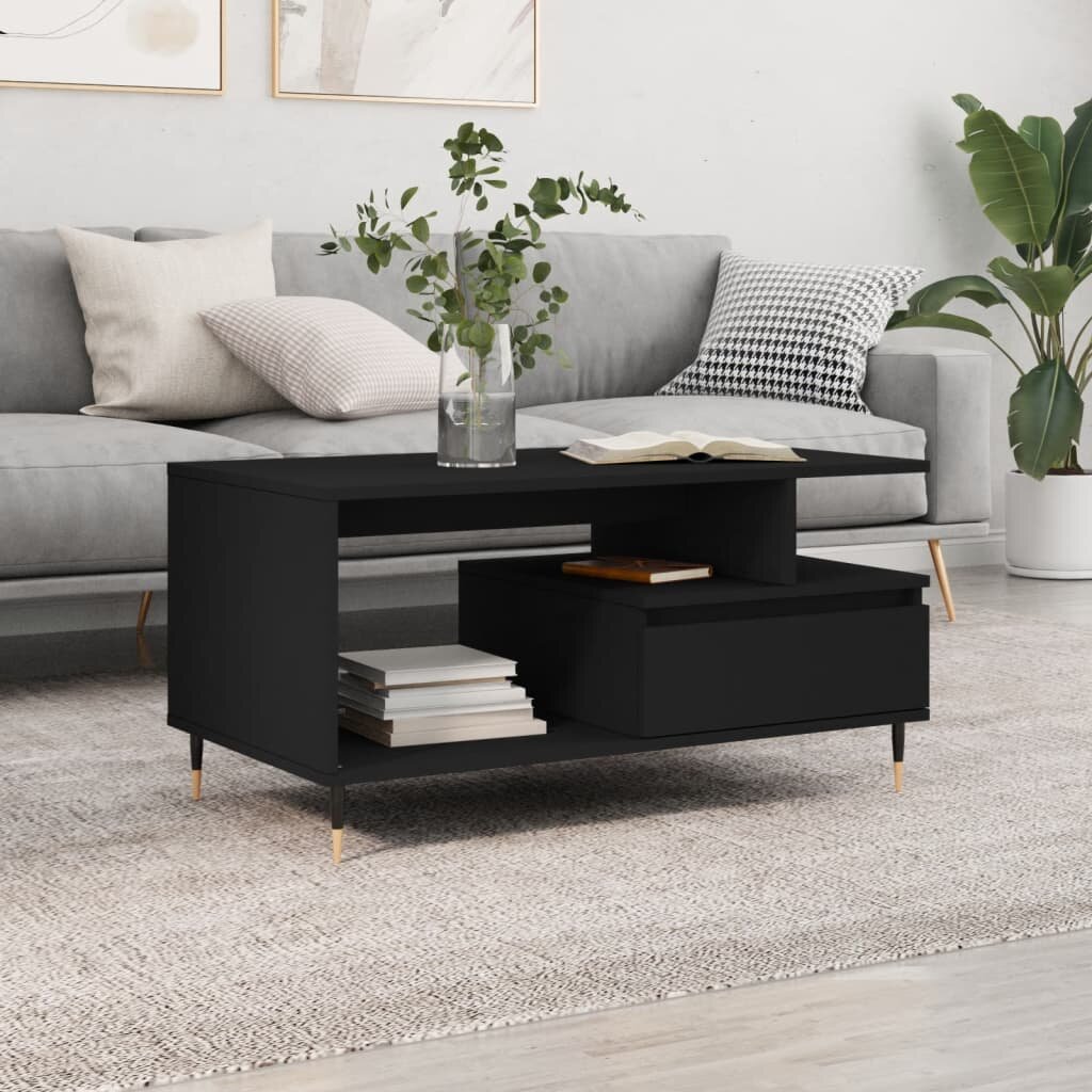 vidaXL Маса за кафе черна 90x49x45 см инженерно дърво
