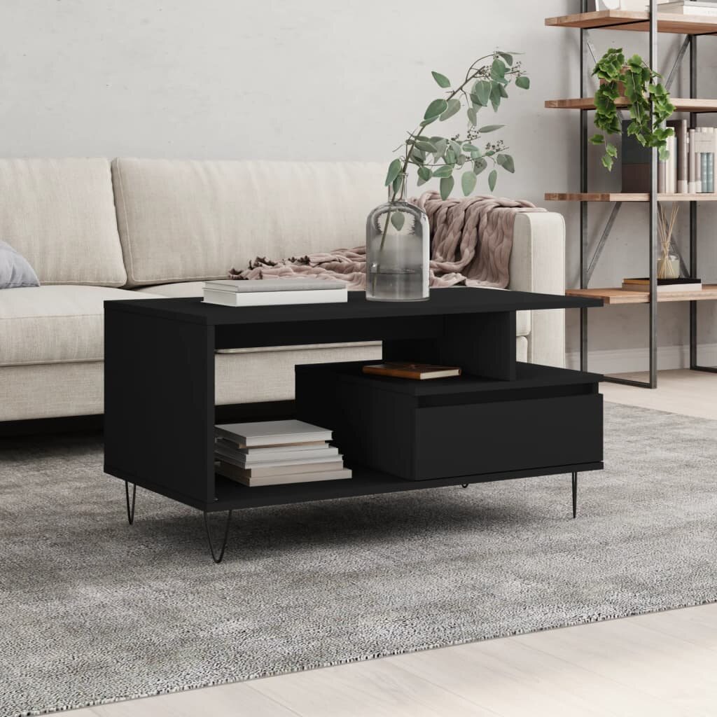 vidaXL Маса за кафе черна 90x49x45 см инженерно дърво