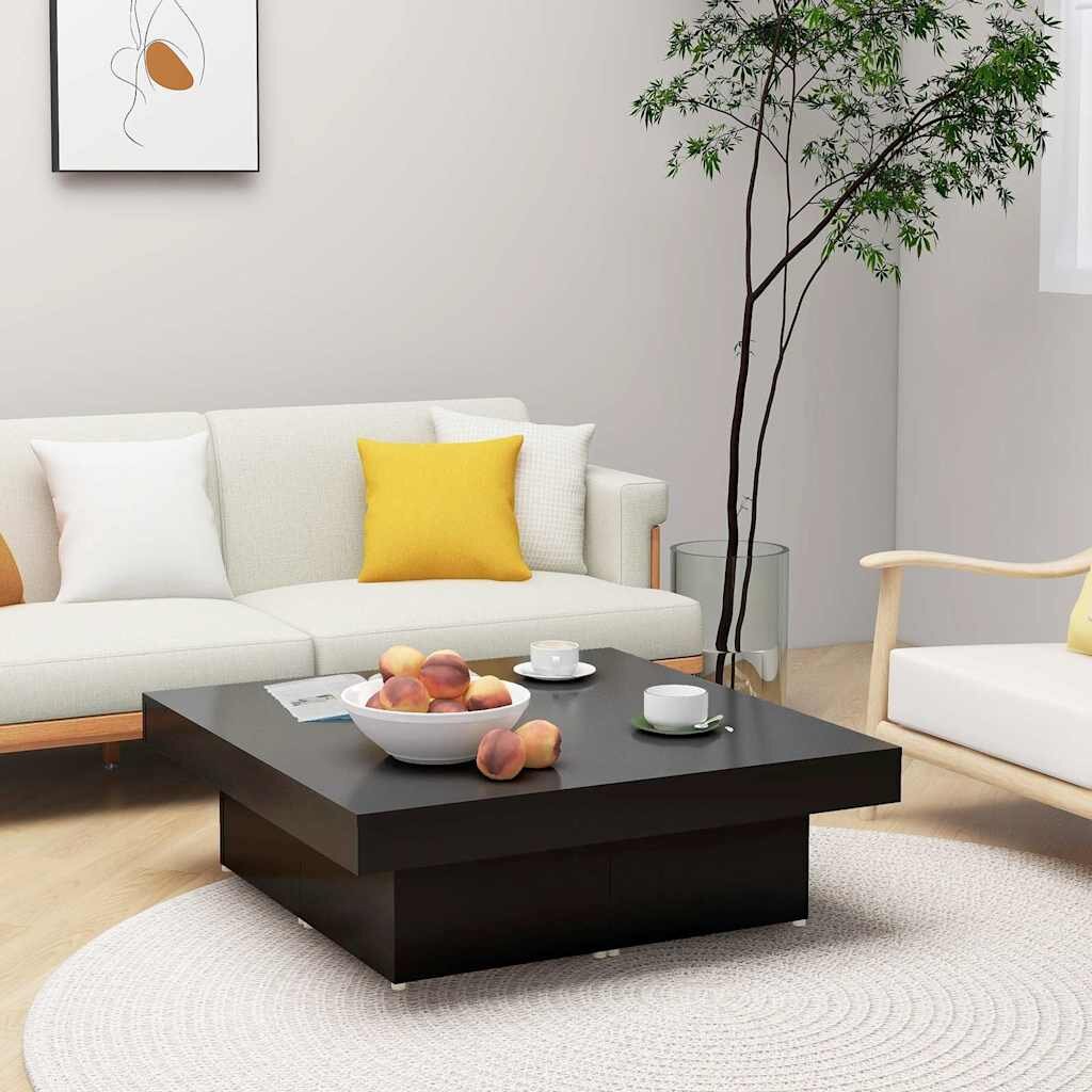 vidaXL Маса за кафе черна 90x90x28 см инженерно дърво