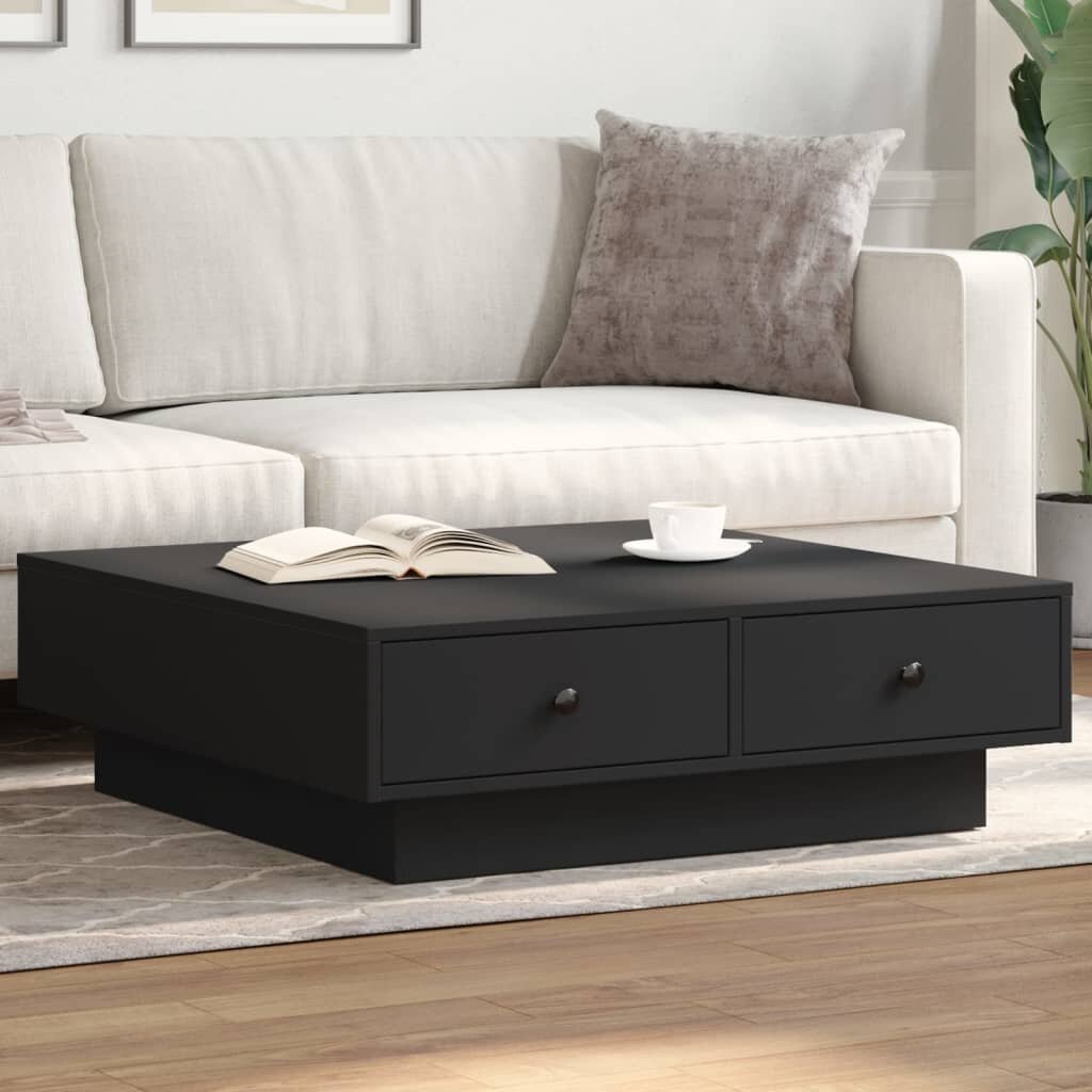 vidaXL Маса за кафе черна 90x90x28 см инженерно дърво