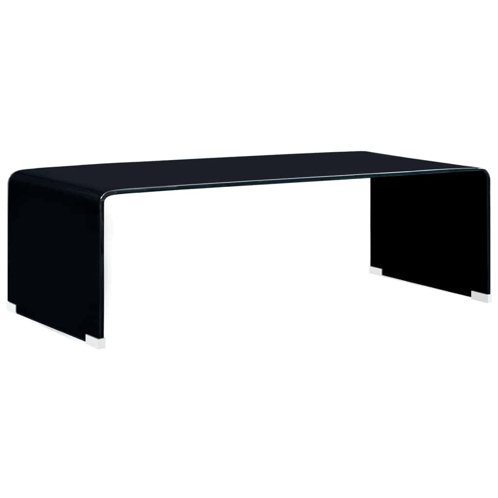 vidaXL Маса за кафе черна 98x45x31 см закалено стъкло