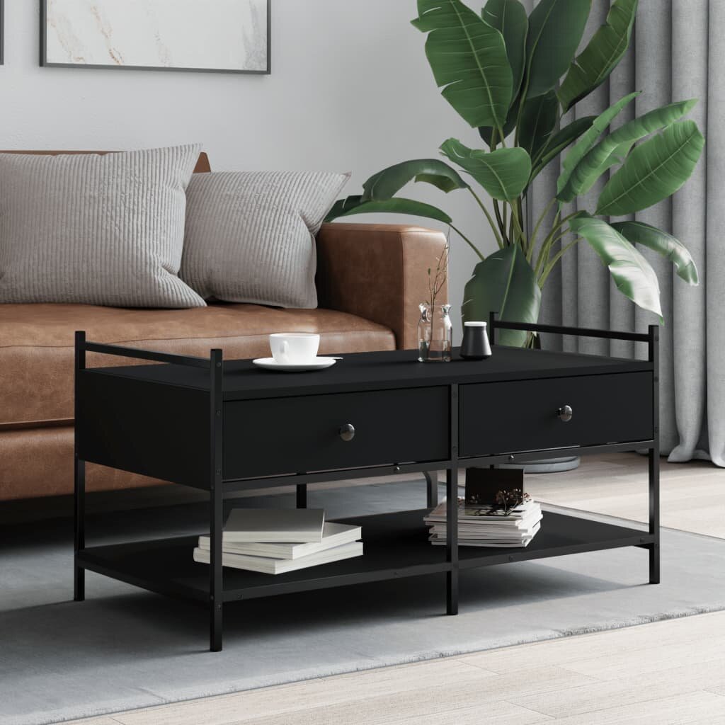 vidaXL Маса за кафе черна 99x50x50 см инженерно дърво