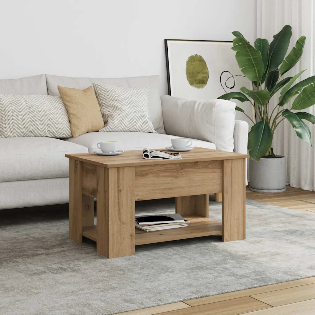vidaXL Маса за кафе дъб артизан 79x49x41 см инженерно дърво