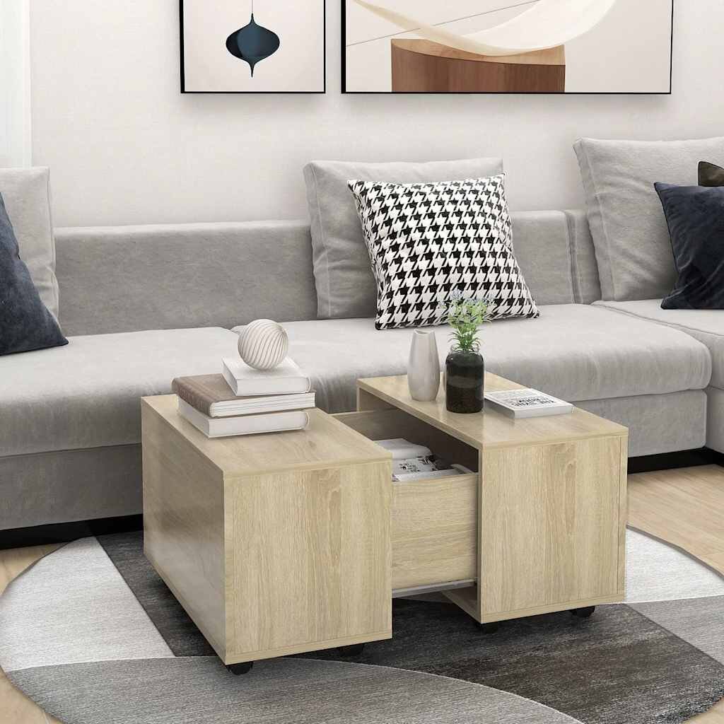 vidaXL Маса за кафе дъб сонома 60x60x38 см инженерно дърво