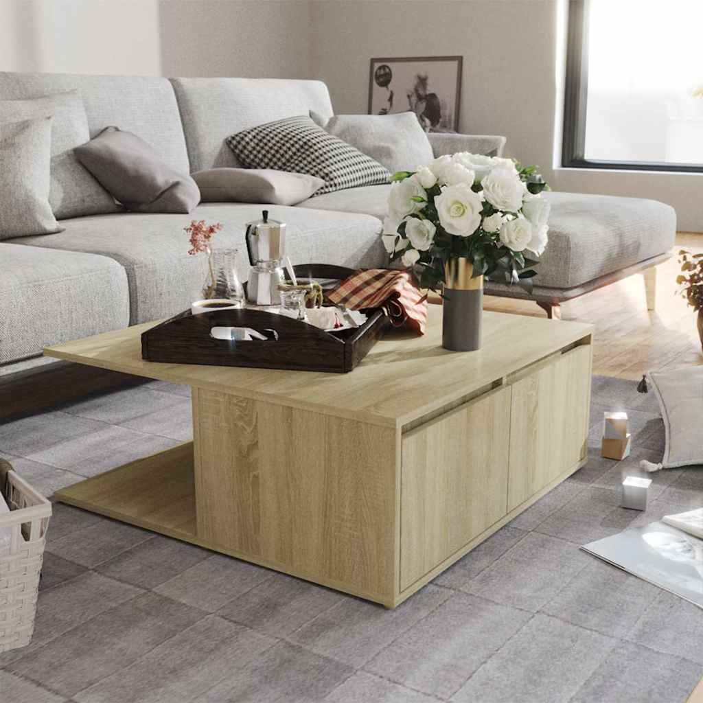 vidaXL Маса за кафе дъб сонома 80x80x31 см инженерно дърво