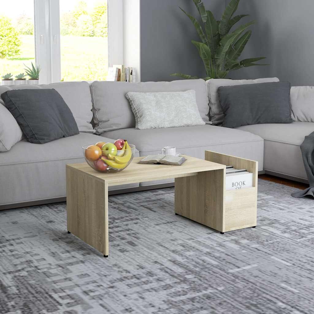 vidaXL Маса за кафе дъб сонома 90x45x35 см инженерно дърво