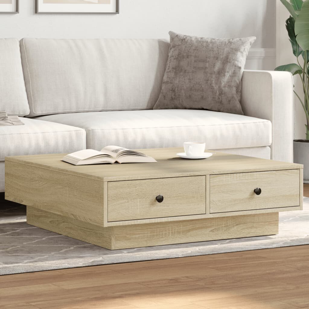 vidaXL Маса за кафе дъб сонома 90x90x28 см инженерно дърво