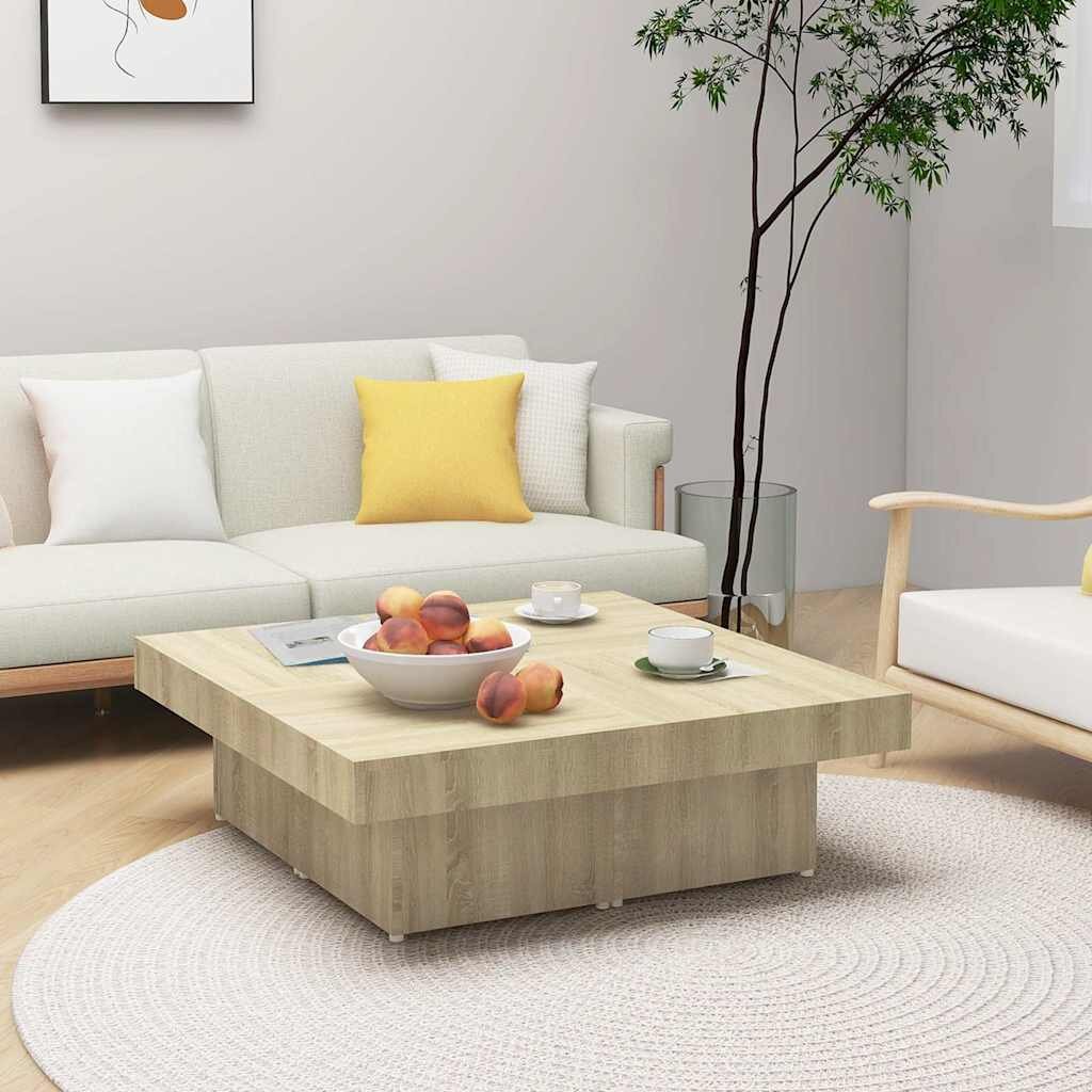 vidaXL Маса за кафе дъб сонома 90x90x28 см инженерно дърво
