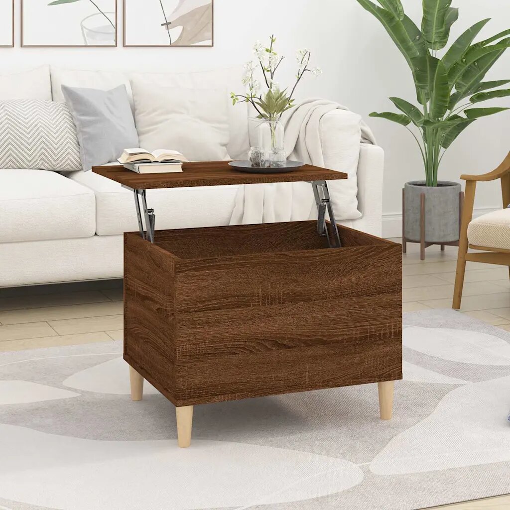 vidaXL Маса за кафе кафяв дъб 60x445x45 см инженерно дърво