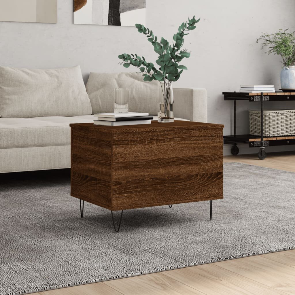 vidaXL Маса за кафе кафяв дъб 60x445x45 см инженерно дърво