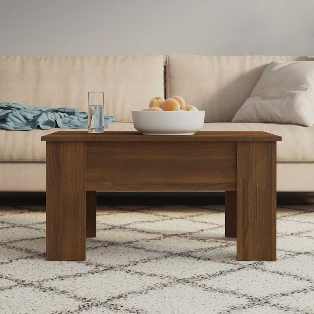 vidaXL Маса за кафе кафяв дъб 79x49x41 см инженерно дърво