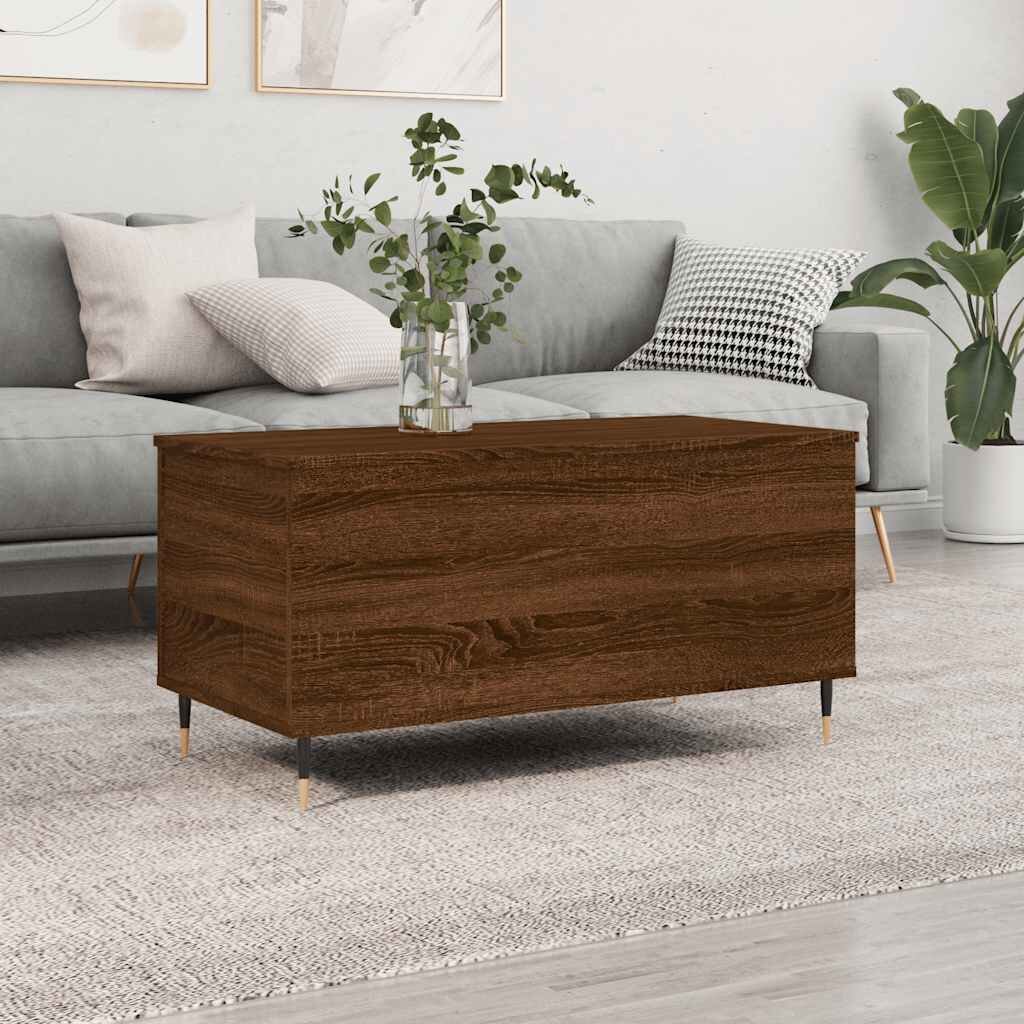 vidaXL Маса за кафе кафяв дъб 90x445x45 см инженерно дърво